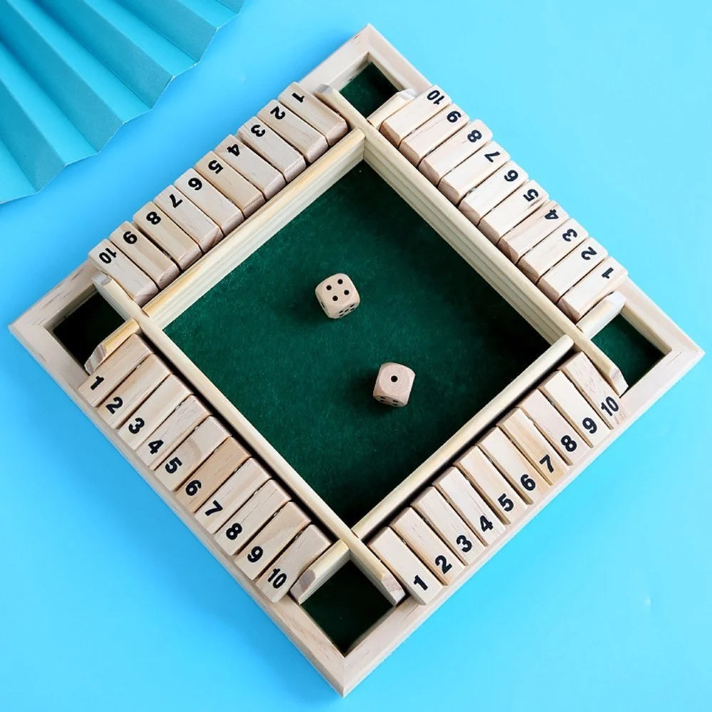 Shut The Box Dice Game 2-4 Players Classic Wooden Board Game for Kids and Adults Education Math Learning Toy - Green - 6