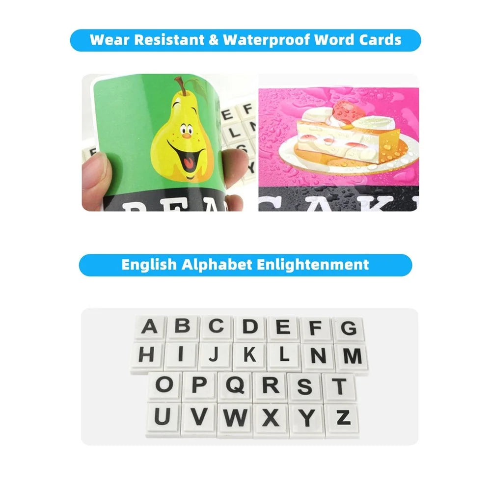 Matching Letter Game for Kids Educational Toys Alphabet Spelling and Recognition with 26Pcs Capital Letter Blocks 30Pcs Word Cards Preschool Learning Toys for Boys Girls - 3