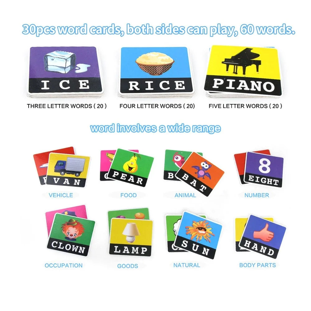 Matching Letter Game for Kids Educational Toys Alphabet Spelling and Recognition with 26Pcs Capital Letter Blocks 30Pcs Word Cards Preschool Learning Toys for Boys Girls - 4