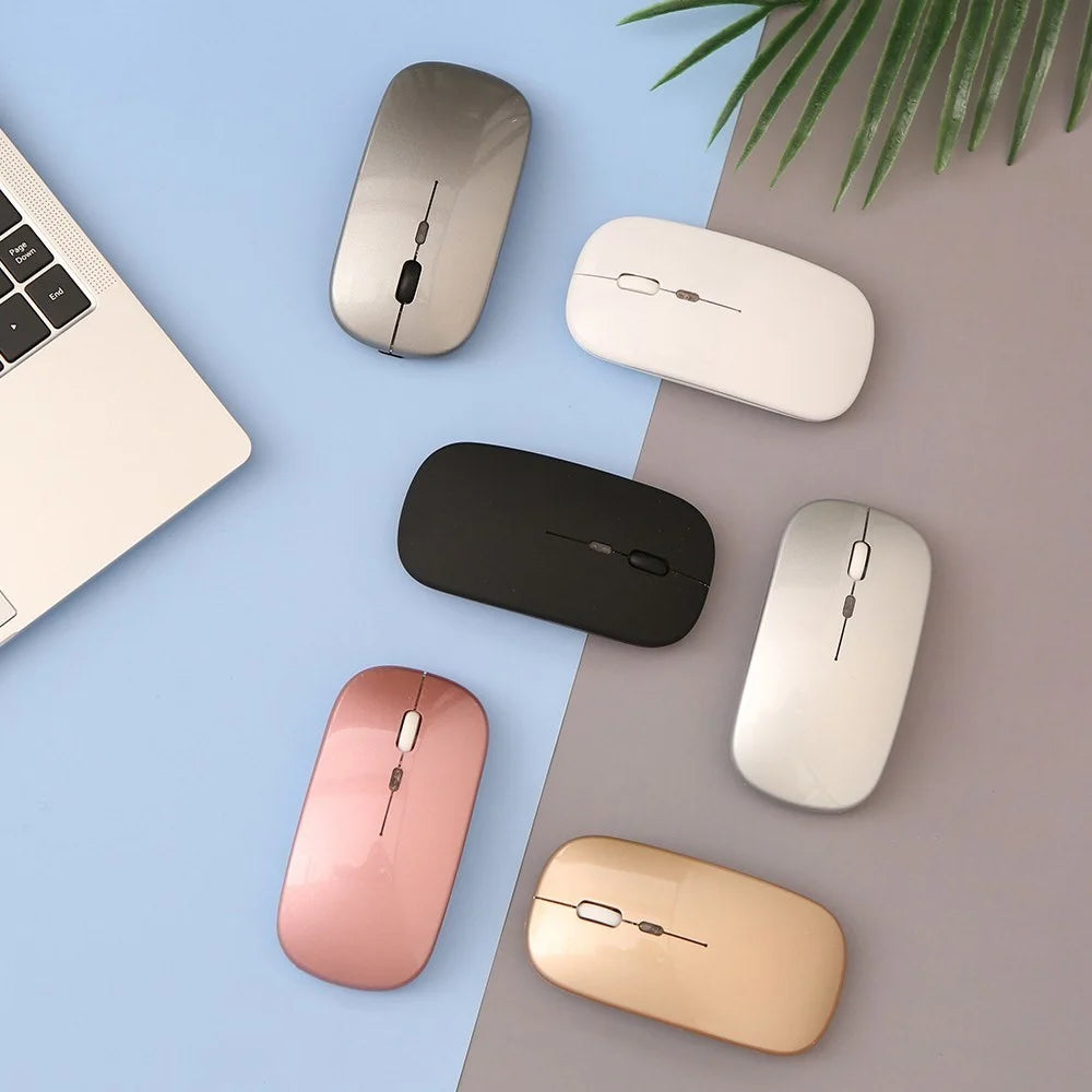 Wireless Slim Mouse Less Noise Adjustable Rechargeable Mouse for Laptop Computer - Black - 3