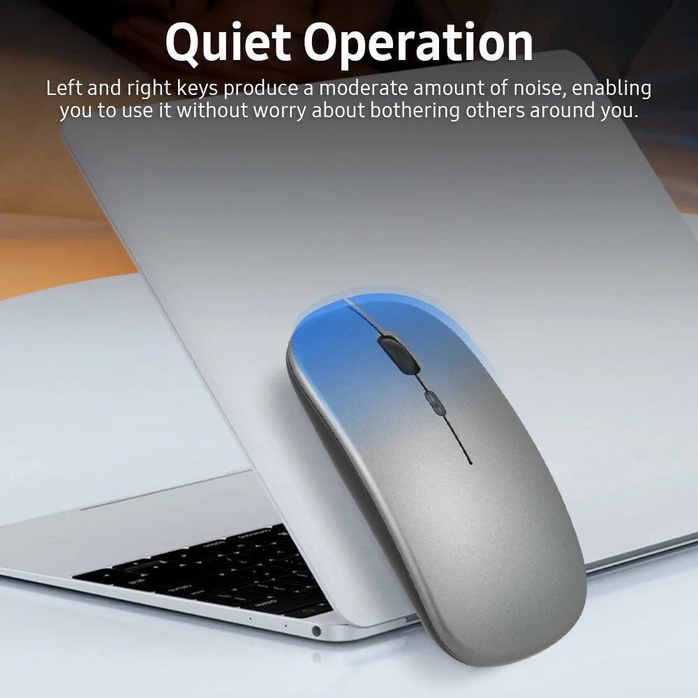 Wireless Slim Mouse Less Noise Adjustable Rechargeable Mouse for Laptop Computer - Black - 6