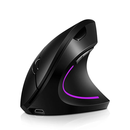 2.4G Wireless Vertical Mouse Rechargeable Mouse with 3 Adjustable DPI Levels and Auto Sleep - Black - 1