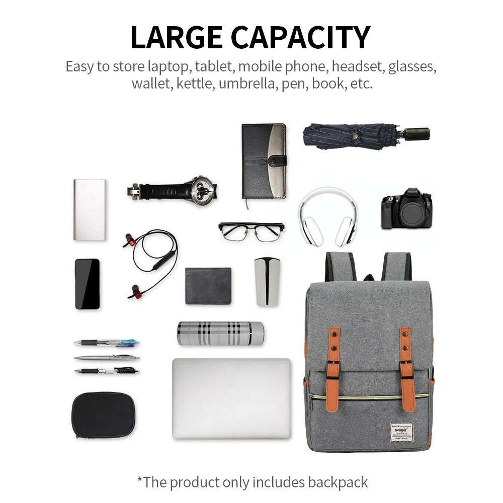 Large Capacity Nylon Laptop Backpack USB Port Design Travel Business Knapsack with Small + Middle Bag - Dark Blue - 3