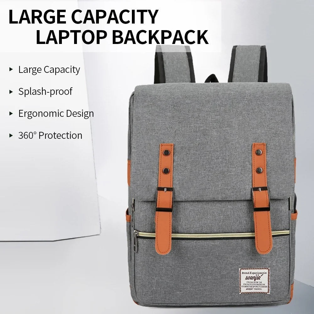 Large Capacity Nylon Laptop Backpack USB Port Design Travel Business Knapsack with Small + Middle Bag - Dark Blue - 7