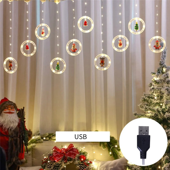 9.8FT Waterproof 3D Christmas String Lights Novelty Hanging USB Powered Fairy Lights for Christmas Indoor Decor - 7