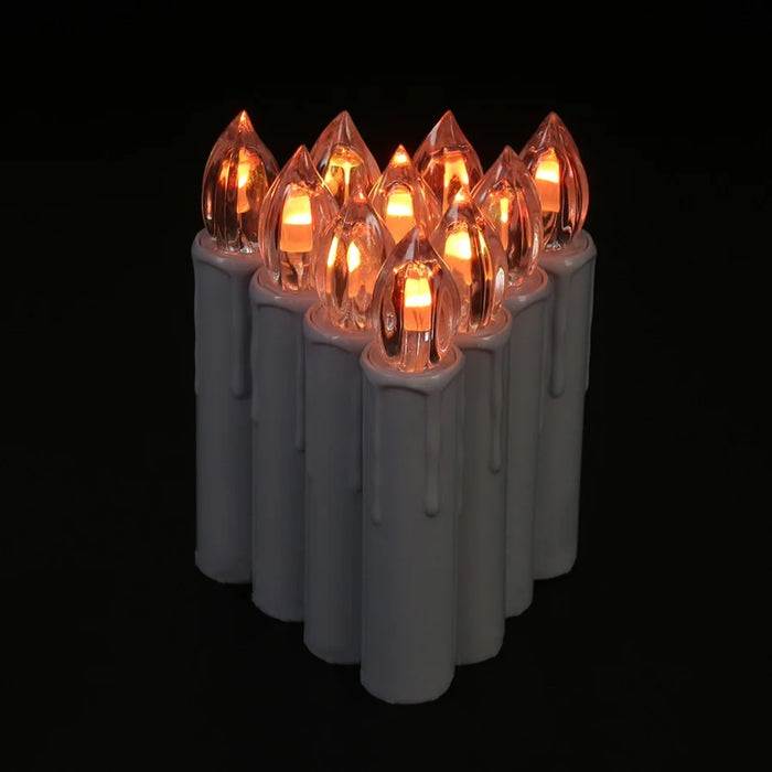 Realistic Warm White LED Flameless Candles with Remote Control for Party Decoration - 10 PCS / Ivory - 7