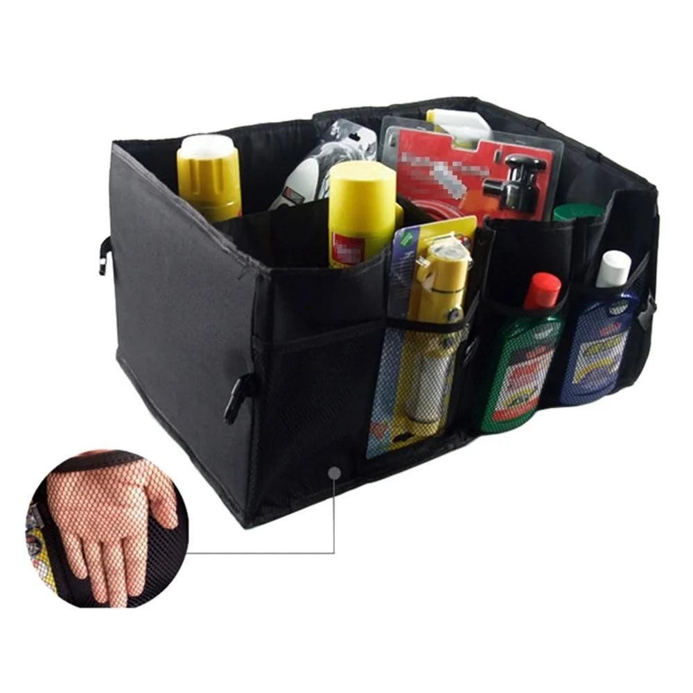 Foldable Portable Car Trunk Storage Bag Multi Compartments Large Capacity Oxford Cloth Storage Case Organizer for Camping Outing Traveling - 2