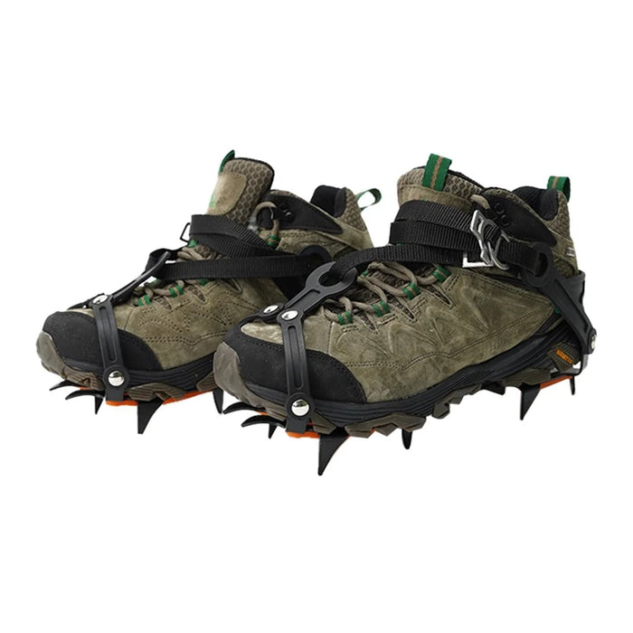 1 Pair 10-Teeth Claws Crampon Winter Snow Spikes Ski Ice Shoe-Covers Steel Grippers Cleats for Climbing Hiking -  Orange - 6