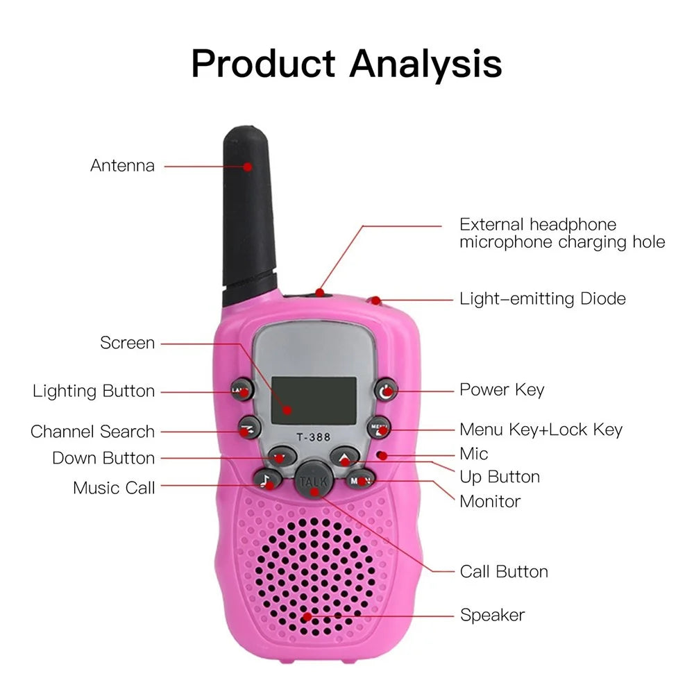 1 Pair Portable Handheld Walkie Talkie Long Distance Walkie Talkie 2 Way Radios for Kids Indoor Outdoor Activity - Black - 4