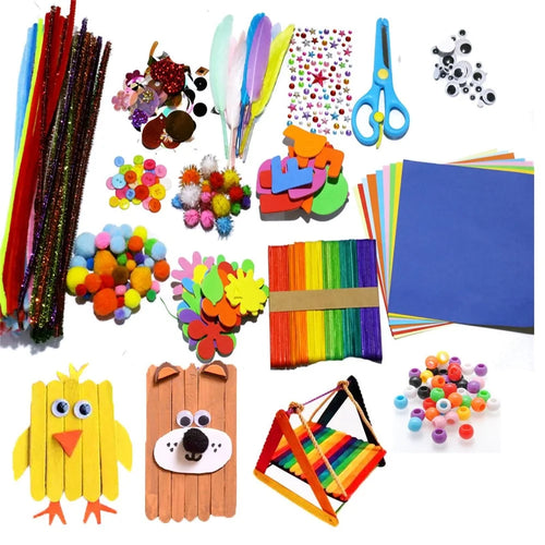 DIY Art and Crafts Supplies Kit Handmade Activity Craft Materials Educational Gift for Kindergarten School Students Home - 1