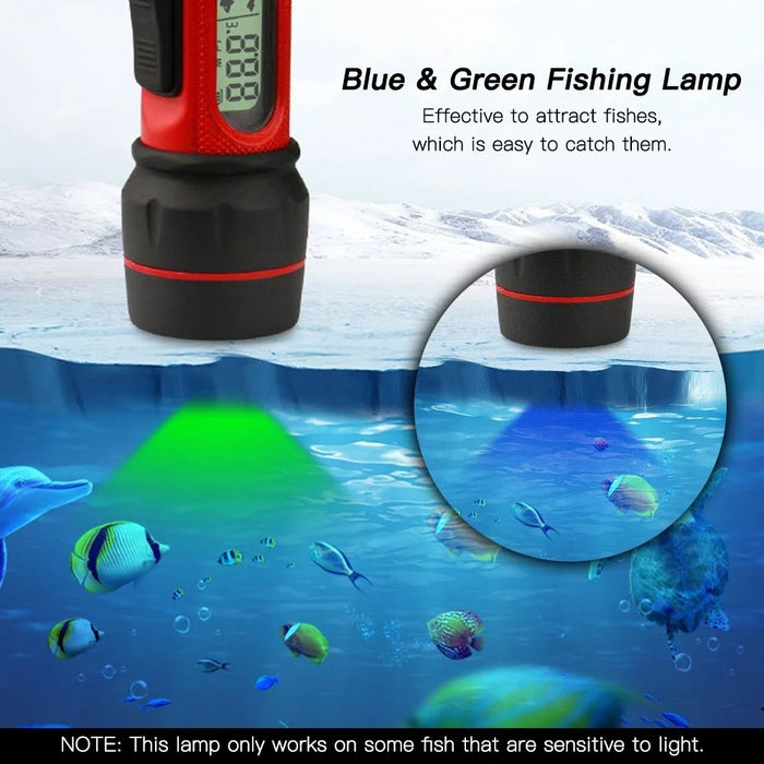 Portable Sonar Ice Fishing Finder with LED Underwater Light Wireless Handheld Fishfinder with 0.8-90m Detection Depth - 2