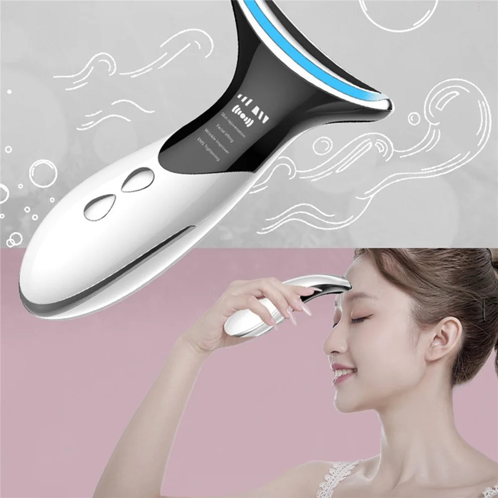 Facial Massager Neck Beauty Device Double Chin Reducer Therapy Skin Heat Vibration Massager for Neckline Jaw Face Chin - 2