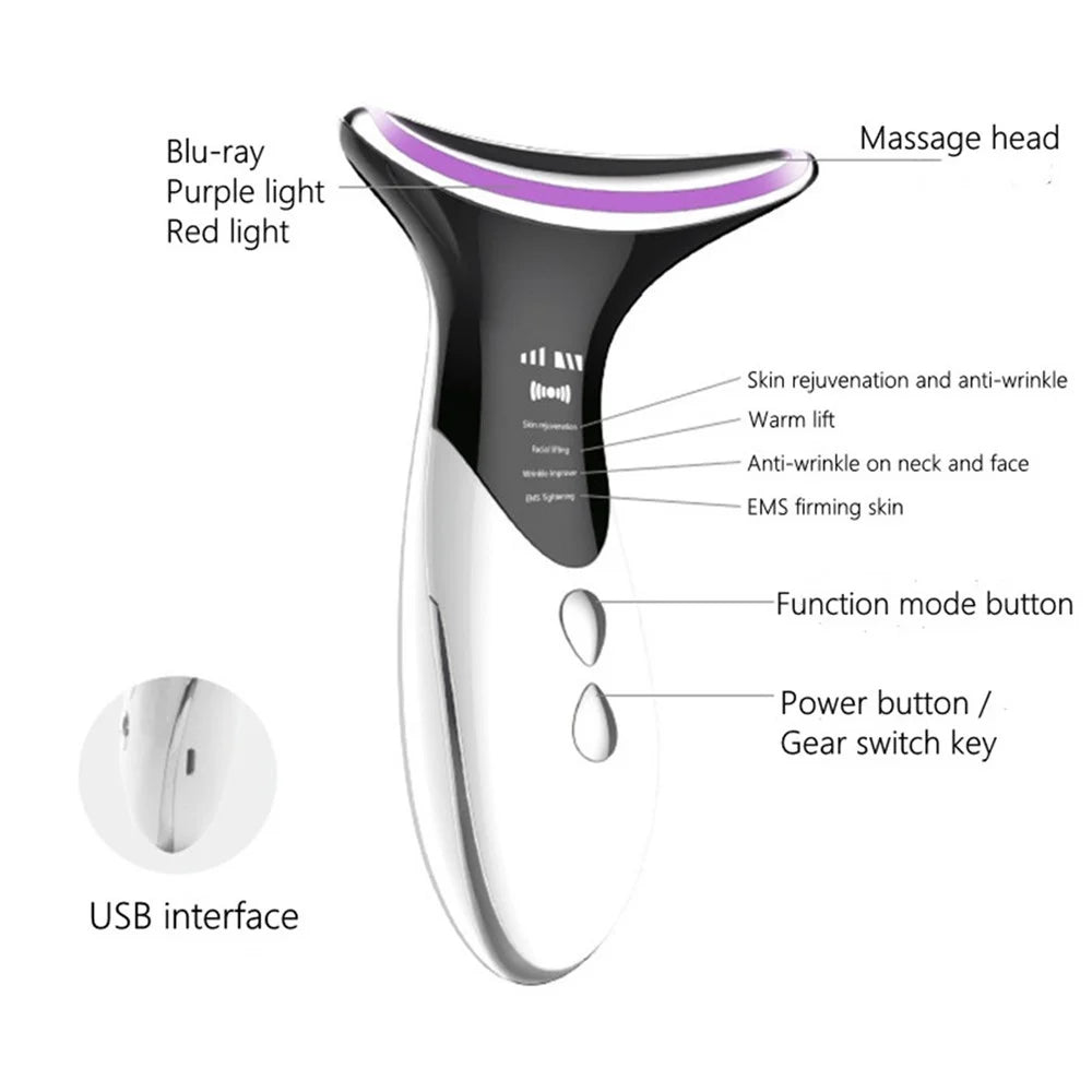 Facial Massager Neck Beauty Device Double Chin Reducer Therapy Skin Heat Vibration Massager for Neckline Jaw Face Chin - 4
