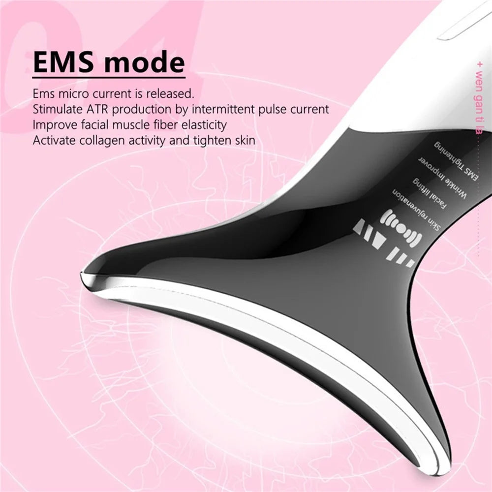 Facial Massager Neck Beauty Device Double Chin Reducer Therapy Skin Heat Vibration Massager for Neckline Jaw Face Chin - 5