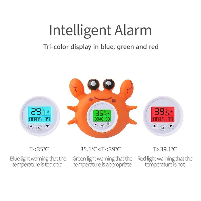 Bath Thermometer with Room Temperature Lovely Crab Shape Floating Bath Toy Bathtub Safety Temperature Thermometer - 3