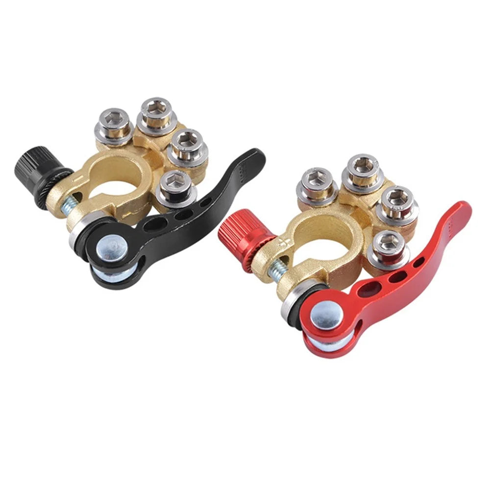 1 Pair Brass Material Automotive Car Top Post Battery Terminals Wire Cable Clamp Terminal Connectors Car Accessories - 1