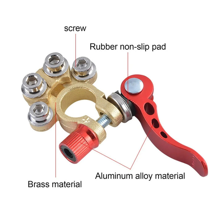 1 Pair Brass Material Automotive Car Top Post Battery Terminals Wire Cable Clamp Terminal Connectors Car Accessories - 4