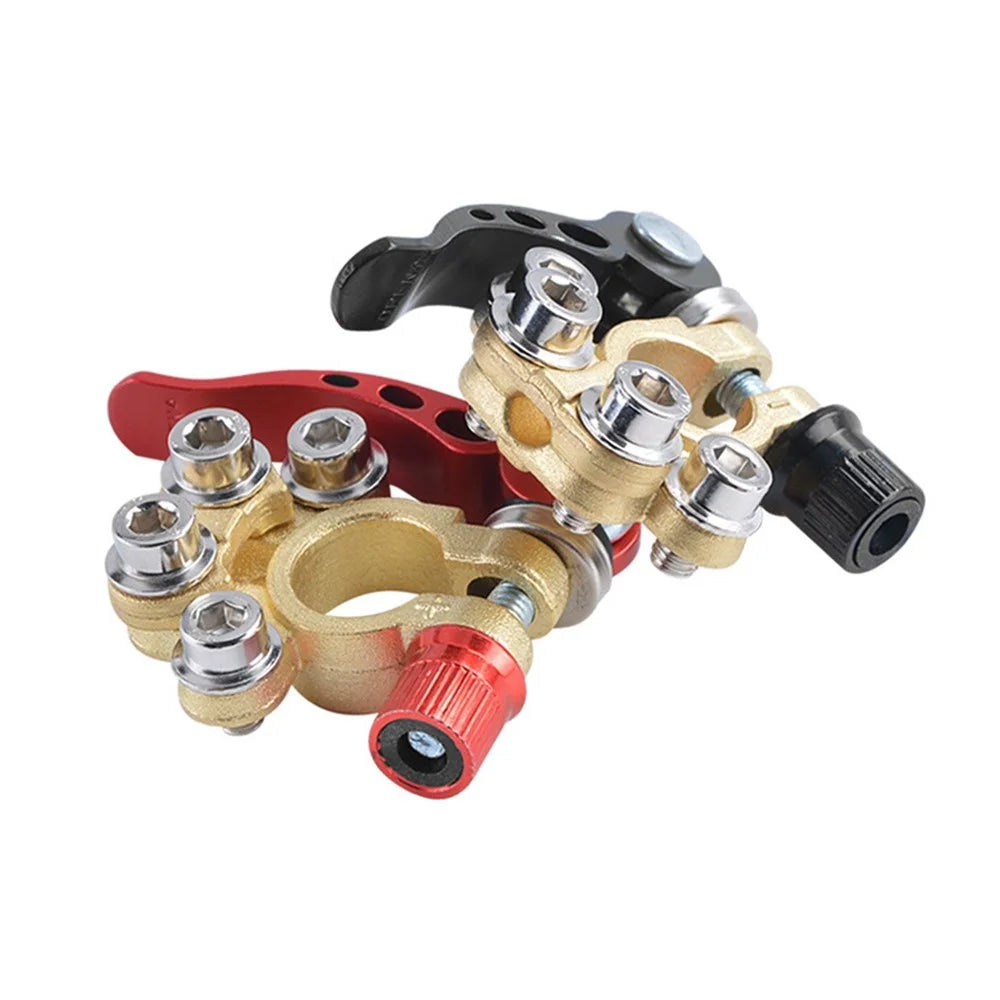 1 Pair Brass Material Automotive Car Top Post Battery Terminals Wire Cable Clamp Terminal Connectors Car Accessories - 6