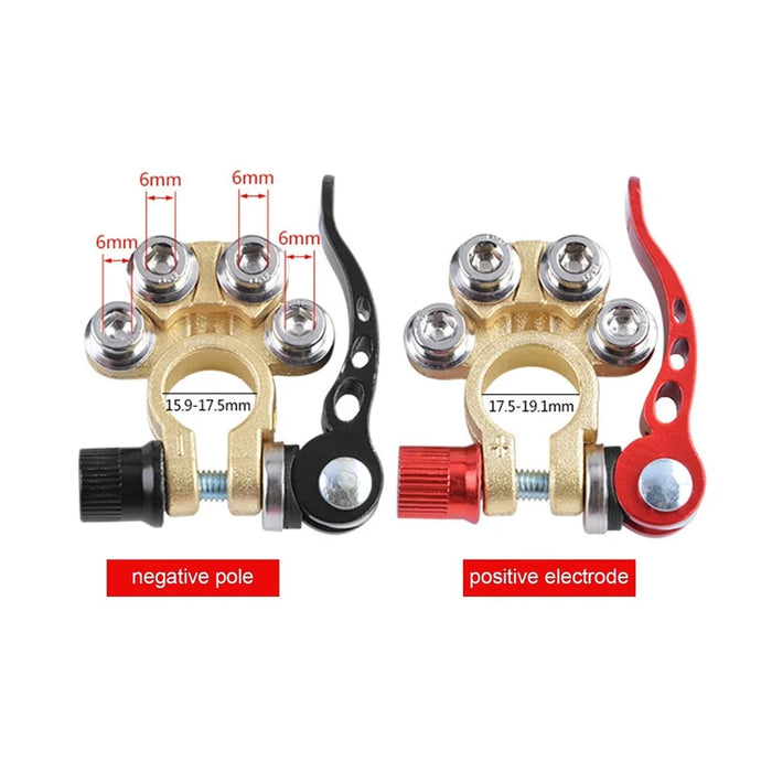 1 Pair Brass Material Automotive Car Top Post Battery Terminals Wire Cable Clamp Terminal Connectors Car Accessories - 7