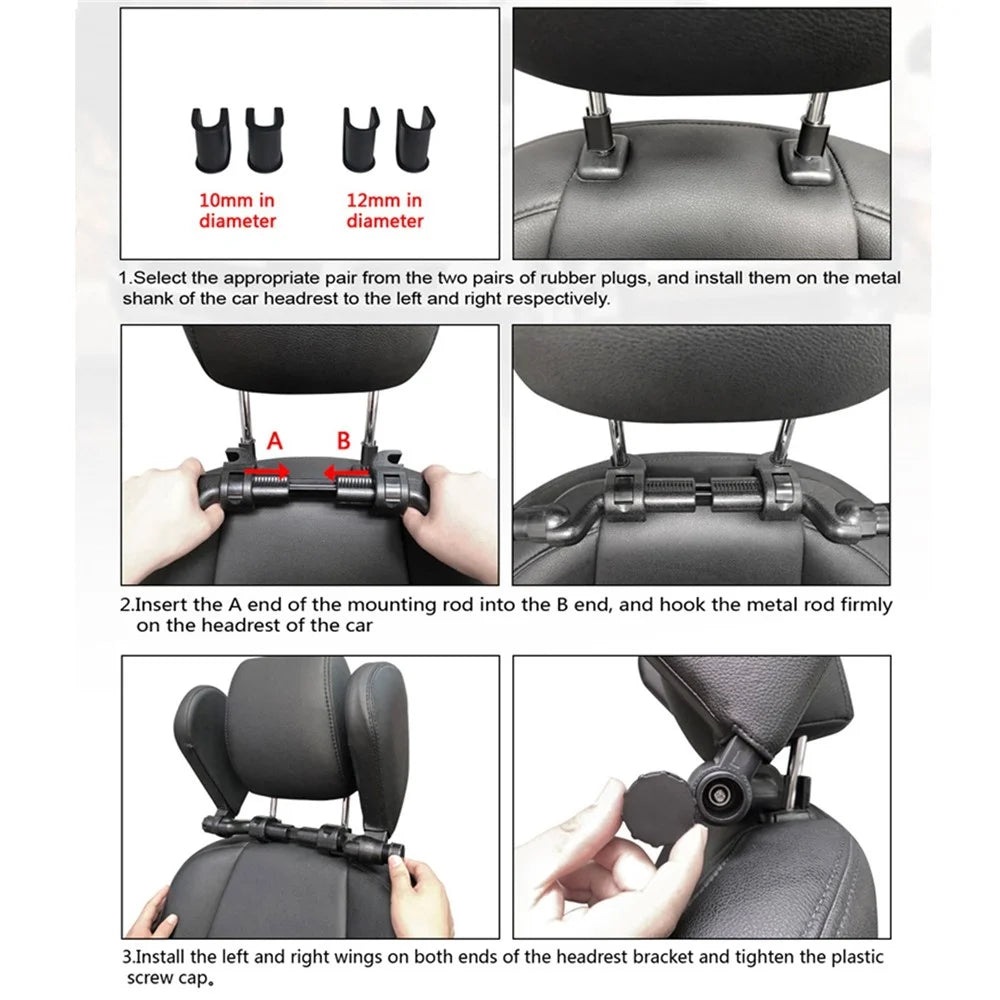 Car Sleeping Headrest Pillow Head Neck Support Soft Car Seat Headrest Cushion U Shaped 360 Degree Adjustable Car Neck Pillow for Kids and Adults - 7