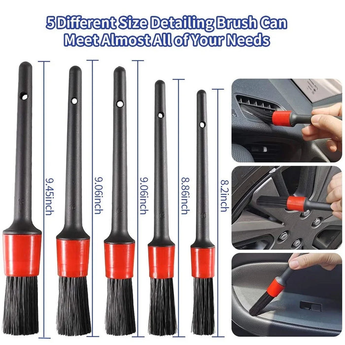 13Pcs Car Wheel Brush Set Car Wheel Cleaning Brush Kit Including 5 Detailing Brushes/3 Steel Wire Brushes/Wheel Rim Brush/Air Vents Brush/Tire Brush/Car Wash Mitt/Towel - 7