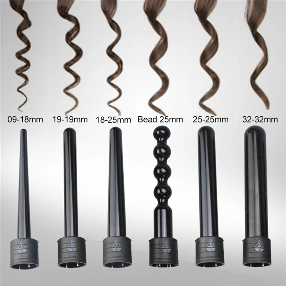 5-in-1 Hair Curler Ceramic Curling Iron Wand Set With 5Pcs Interchangeable Ceramic Barrel and Heat Protective Glove - US Plug - 4