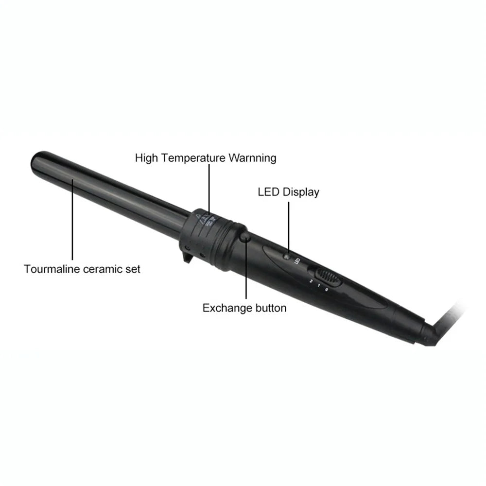 5-in-1 Hair Curler Ceramic Curling Iron Wand Set With 5Pcs Interchangeable Ceramic Barrel and Heat Protective Glove - US Plug - 5