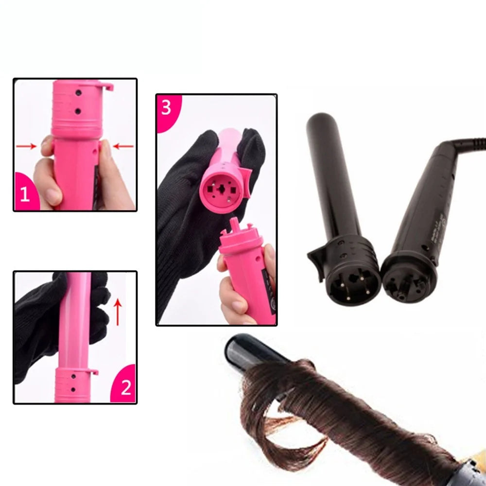 5-in-1 Hair Curler Ceramic Curling Iron Wand Set With 5Pcs Interchangeable Ceramic Barrel and Heat Protective Glove - US Plug - 7