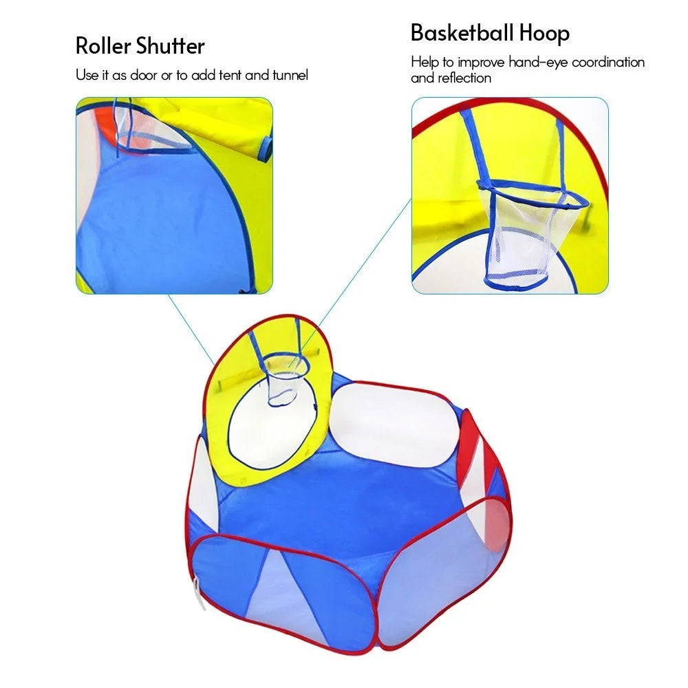 Kids Ball Pit Breathable Toddler Ball Pit Tent Playhouse Baby Crawl Playpen with Basketball Hoop and Zipper Storage Bag for Boys Girls Indoors Outdoors - 4