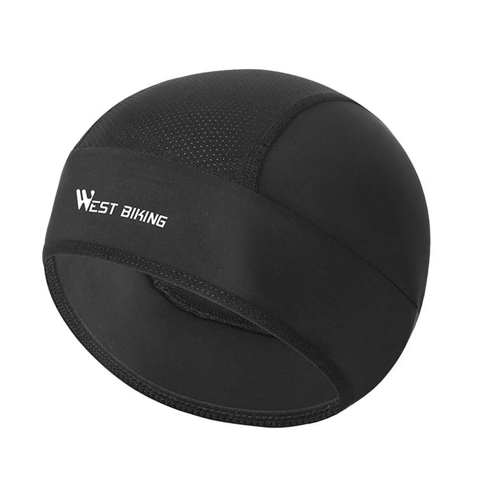WEST BIKING Ice Silk Cooling Skull Cap Cycling Running Hat UV Protection Helmet - Black - 1