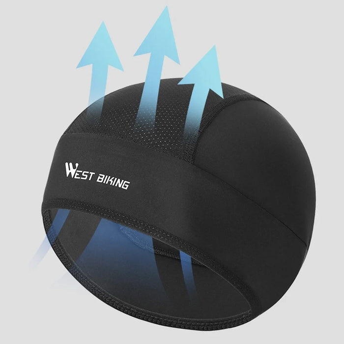 WEST BIKING Ice Silk Cooling Skull Cap Cycling Running Hat UV Protection Helmet - Black - 6