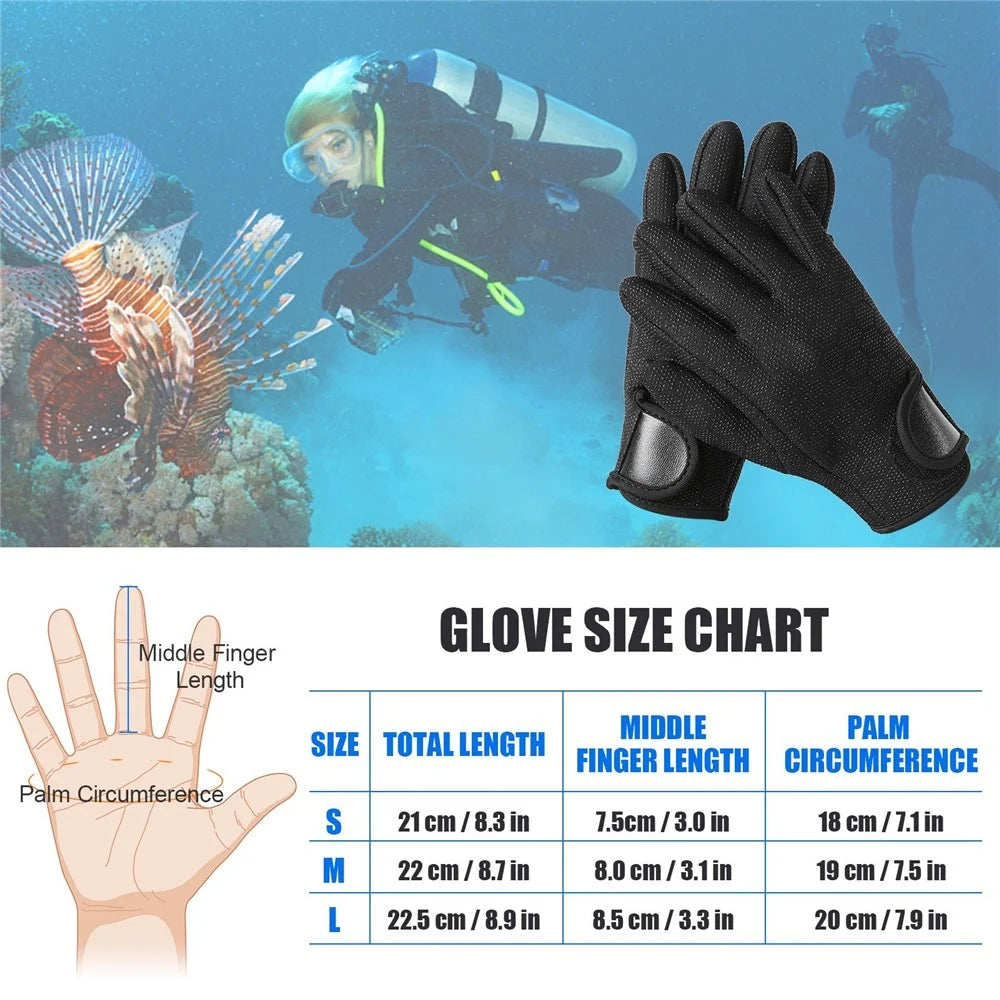 1.5mm Neoprene Diving Gloves Women Men Anti-slip Snorkeling Gloves for Swimming Surfing Sailing Kayaking - L - 2