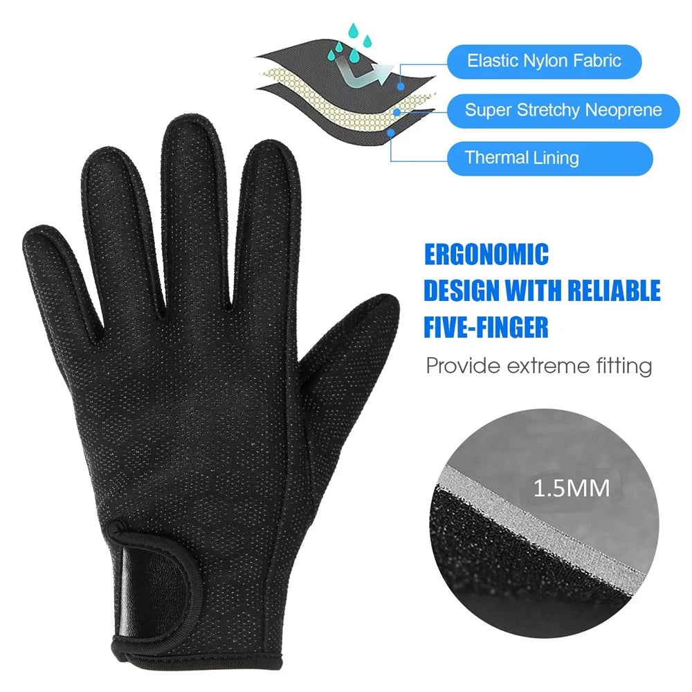 1.5mm Neoprene Diving Gloves Women Men Anti-slip Snorkeling Gloves for Swimming Surfing Sailing Kayaking - L - 6
