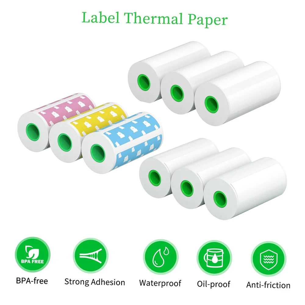 PERIPAGE 3Pcs/Set 15mm Waterproof Oil-proof Label Thermal Paper Self-Adhesive Sticker Printable Paper Roll Label Paper Clear Printing for PeriPage A6/A9/A9s/A9 Pro/A9 Max/A9s Max - White/15mm - 6