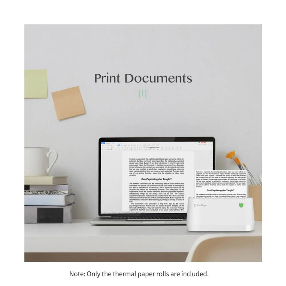 PERIPAGE 3 Rolls Thermal Printing Paper 107X30mm BPA-Free Oil-Proof Printable Paper for PeriPage A9 Max / A9s Max Wireless BT Thermal Mobile Printer - Notes Thermal Paper (Non-Adhesive) - 3