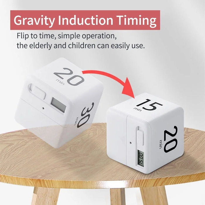 Portable Cube Timer Digital Display Timer Countdown Alarm 1-3-5-10 Minutes Flip Timing Time Management for Study Sports Cooking Gaming Office - White/Style 1 - 4