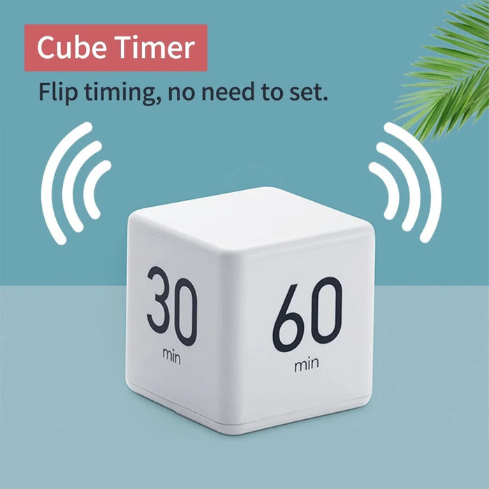 Portable Cube Timer Digital Display Timer Countdown Alarm 1-3-5-10 Minutes Flip Timing Time Management for Study Sports Cooking Gaming Office - White/Style 1 - 5