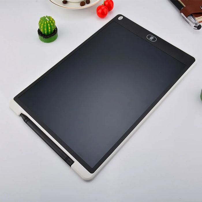 LCD Writing Tablet 12-inch Erasable Drawing Tablet Portable Drawing Pad One-Click Erase with Lock Button for Kids Learning Gift Creative Toy - Black / Single Color Screen - 3