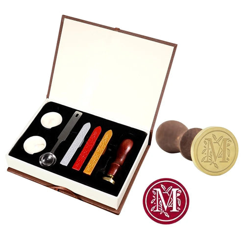 Classic Wax Seal Stamps Kit with Sealing Wax Sticks for Cards Envelopes Invitations Wine Packages Wedding Letters - Style M - 1