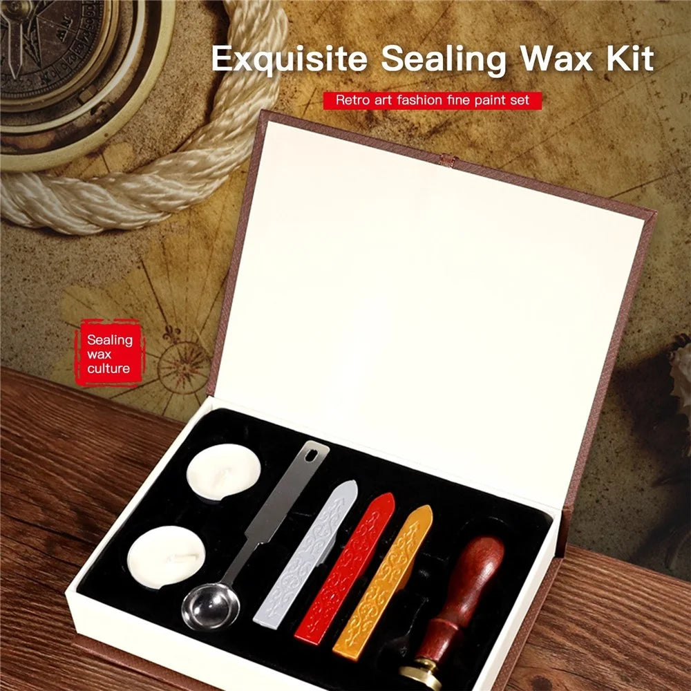 Classic Wax Seal Stamps Kit with Sealing Wax Sticks for Cards Envelopes Invitations Wine Packages Wedding Letters - Style M - 5