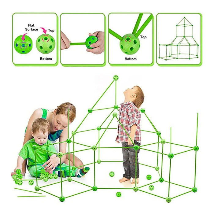 88Pcs/Set Fort Building Construction Kit Children DIY Castle Tunnel Play Tent Fort Builder STEM Educational Learning Game for Children Above Age 3 - 3
