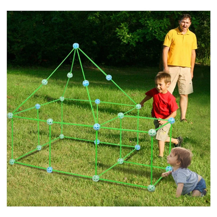 88Pcs/Set Fort Building Construction Kit Children DIY Castle Tunnel Play Tent Fort Builder STEM Educational Learning Game for Children Above Age 3 - 5