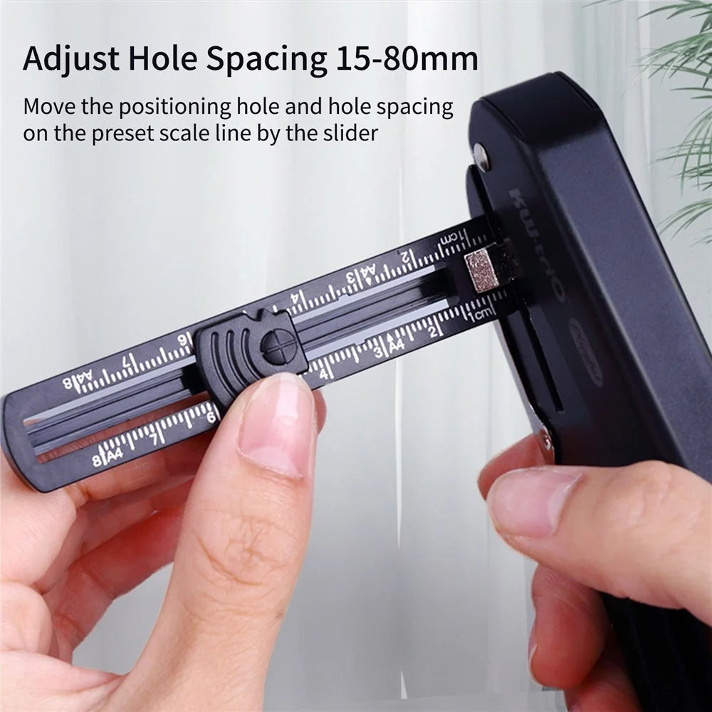 KW-TRIO 1/4'' Handheld Metal 20 Sheet Capacity 6mm Aperture Paper Punch Hole Punch Single Hole Puncher with Standard Ruler for Home Office School Supplies - Black - 2