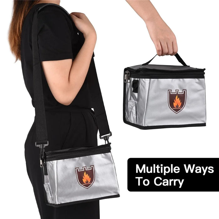 Portable Fireproof Safe Bag Explosion-Proof Protective Lipo Battery Waterproof Bag with Zippers Handle Strap for Battery Storage and Charging - 7