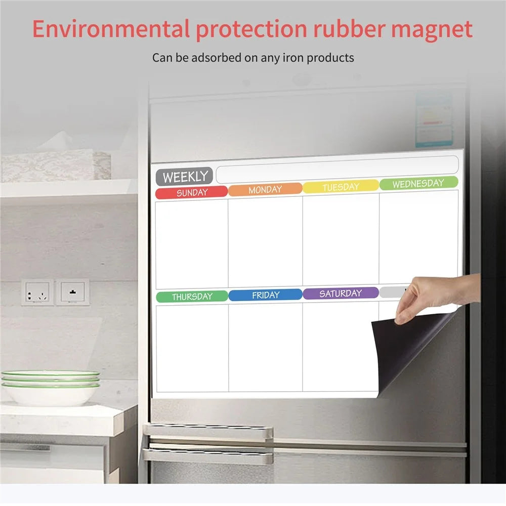 Magnetic Dry Erase Calendar Fridge Whiteboard Flexible Monthly Weekly Daily Calendar Daily Message Stickers with 5 Board Pen + 1 Eraser for Organizer Schedule Planner To-Do List Notepad Wall Set - 6