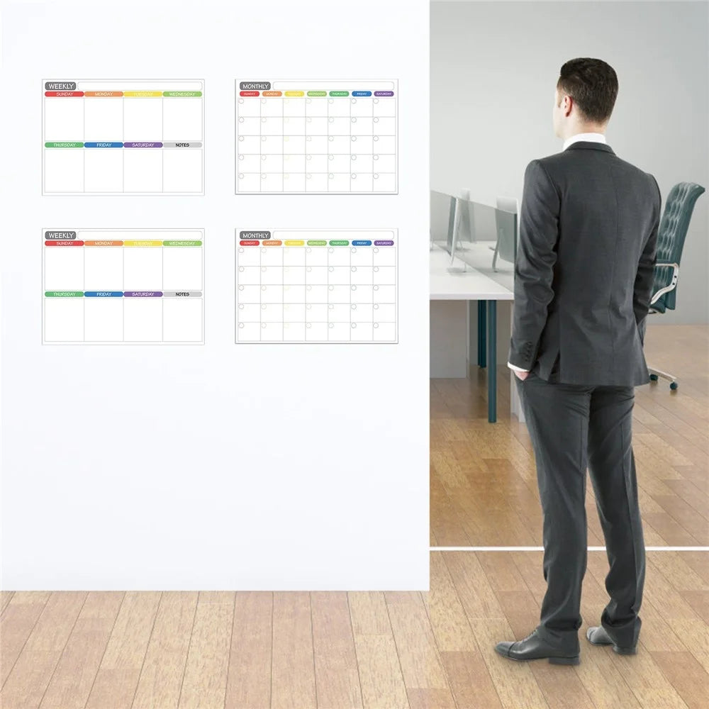 Magnetic Dry Erase Calendar Fridge Whiteboard Flexible Monthly Weekly Daily Calendar Daily Message Stickers with 5 Board Pen + 1 Eraser for Organizer Schedule Planner To-Do List Notepad Wall Set - 7