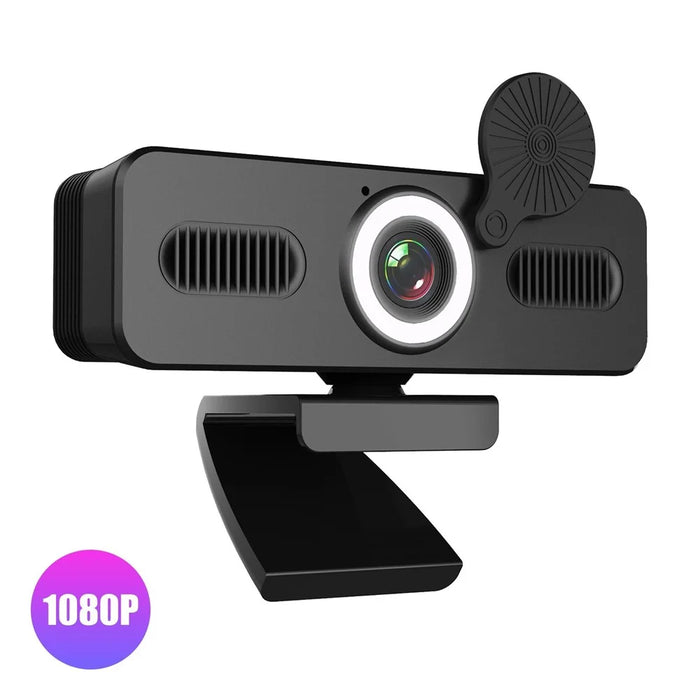 HD 120-degree Wide Angle USB Computer Webcam with Microphone with Fill-in Light Free Drive for Recording Calling Conferencing Gaming - 1080P - 5