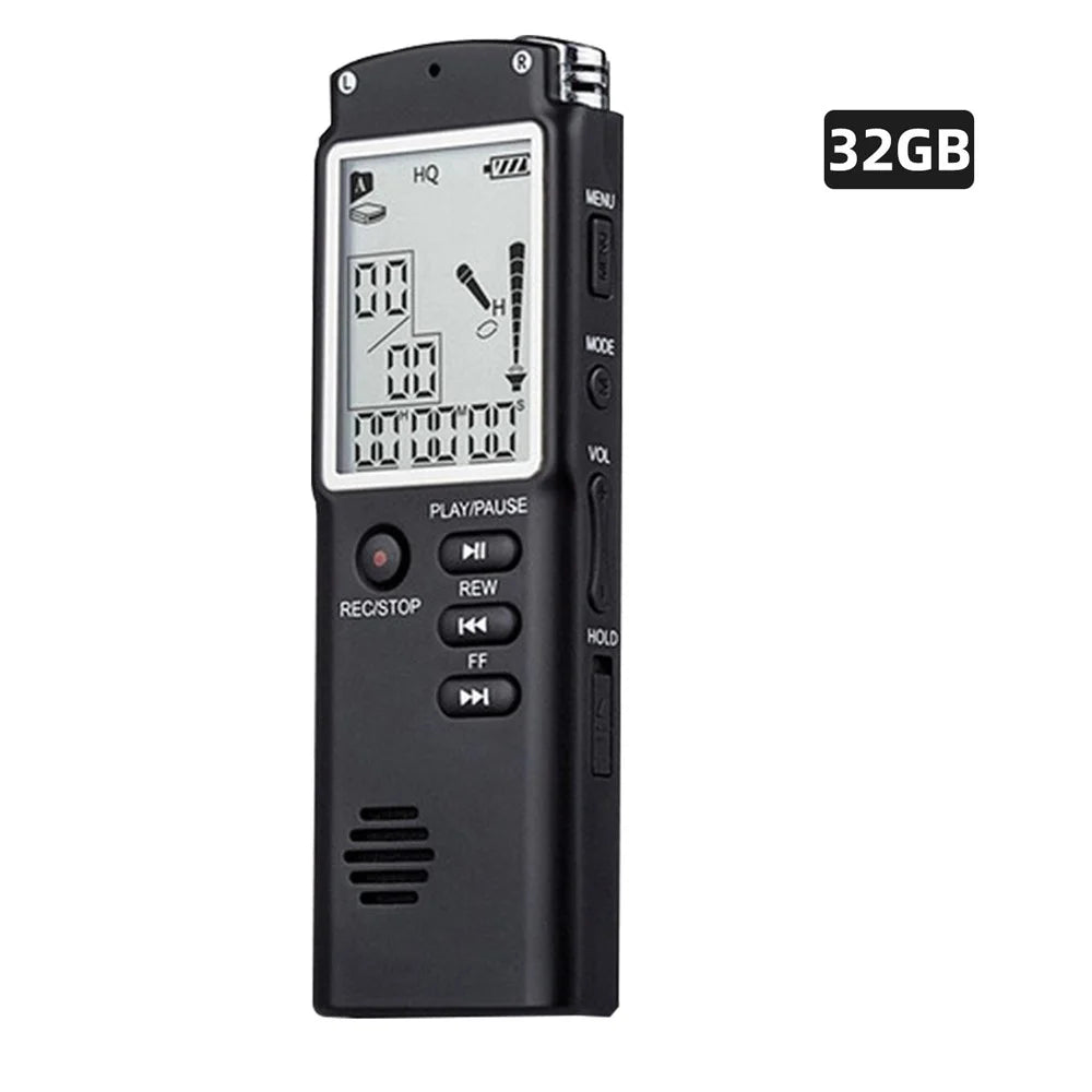 T60 32GB Noise Reduction Digital Voice Activated Voice Recorder MP3 Player 1536Kbps HD Recording Dual Condenser Microphone with WAV MP3 Player Telephone Recording for Meeting Lecture Interview Class - Black - 3