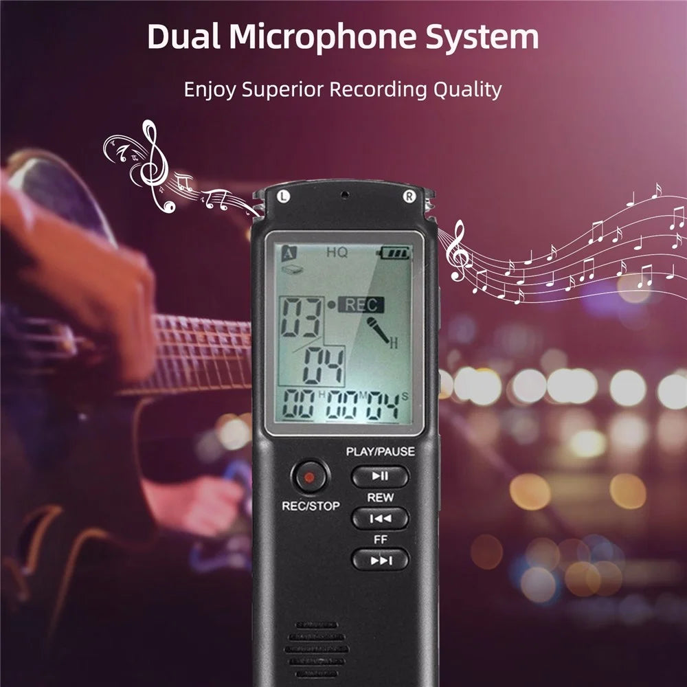 T60 32GB Noise Reduction Digital Voice Activated Voice Recorder MP3 Player 1536Kbps HD Recording Dual Condenser Microphone with WAV MP3 Player Telephone Recording for Meeting Lecture Interview Class - Black - 4