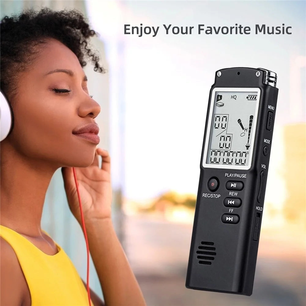 T60 32GB Noise Reduction Digital Voice Activated Voice Recorder MP3 Player 1536Kbps HD Recording Dual Condenser Microphone with WAV MP3 Player Telephone Recording for Meeting Lecture Interview Class - Black - 6